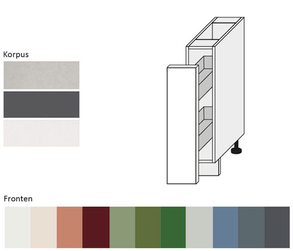 Unterschrank Florence Korbeinsatz 15cm (Florence) schiefergrau wählbar mit Hochglanz Front-, & Feldmann-Wohnen grifflos RAL Ausführung 7015 Korpusfarbe