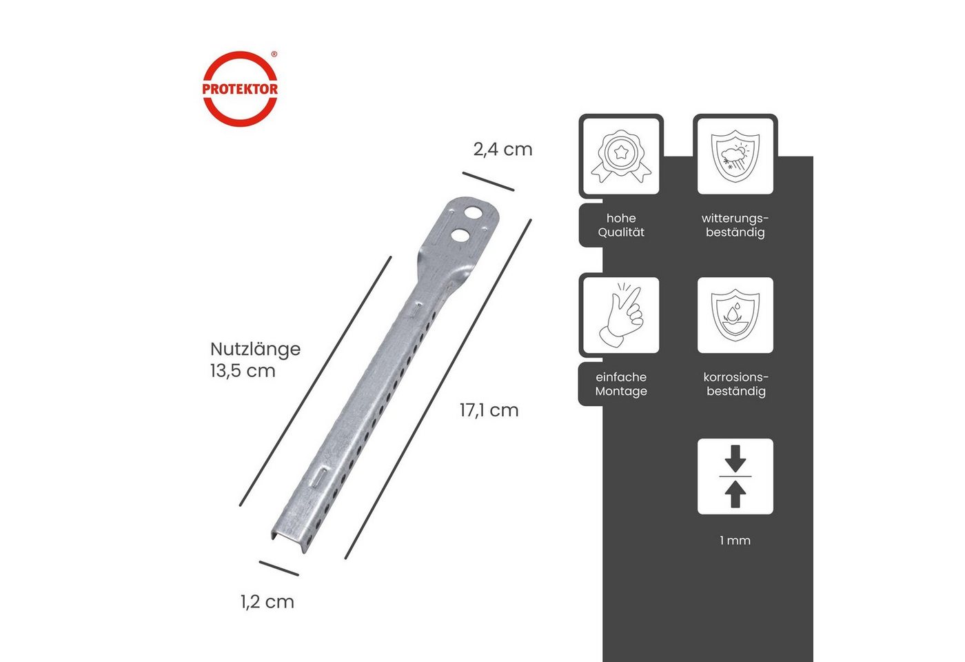 Thumbnail - PROTEKTOR Profil (Nonius Abhänger Oberteil Trockenbau, 100-St), Zubehör Trockenbau, Made in Germany