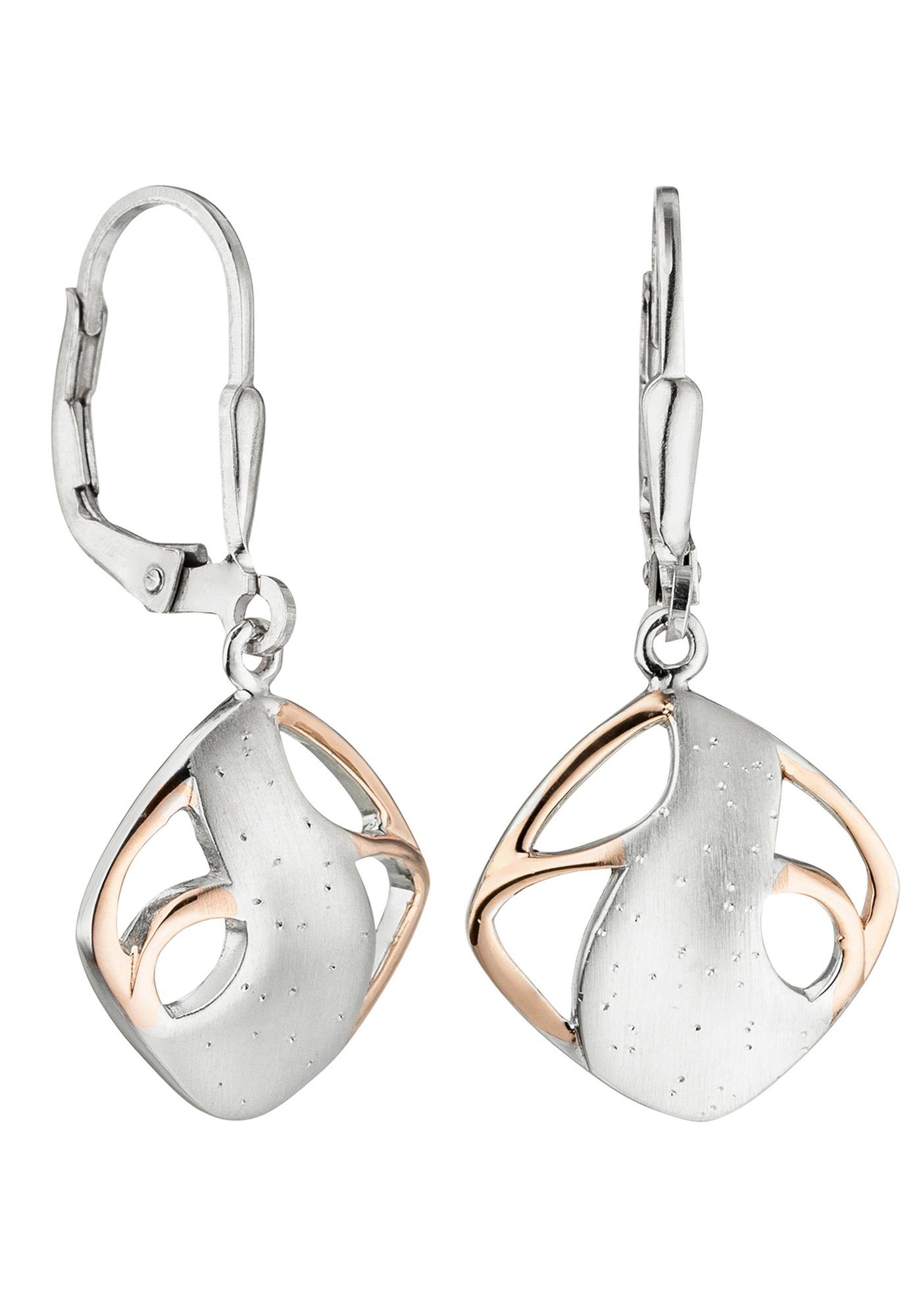 JOBO Paar Ohrhänger Ohrringe in Bicolor-Optik, 925 Silber teil-vergoldet