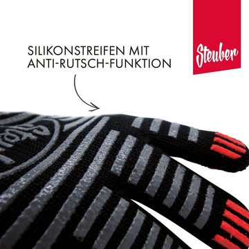 Steuber Grillhandschuhe Premium Line, extra langer Bund, bis 250°C, mit Silikon-Antihaft-Streifen