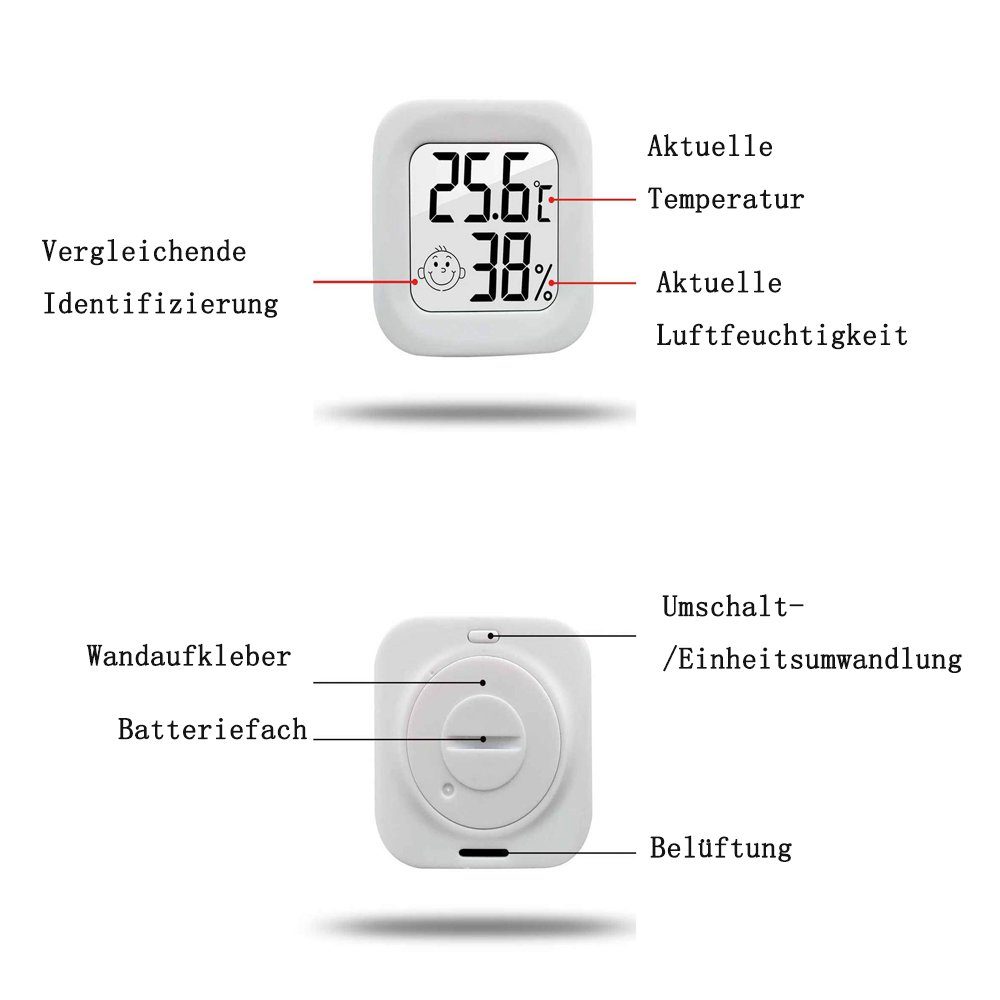 Thermometer Digital Hygrometer Hygrometer Luftfeuchtigkeitsmesser Mini LCD GelldG