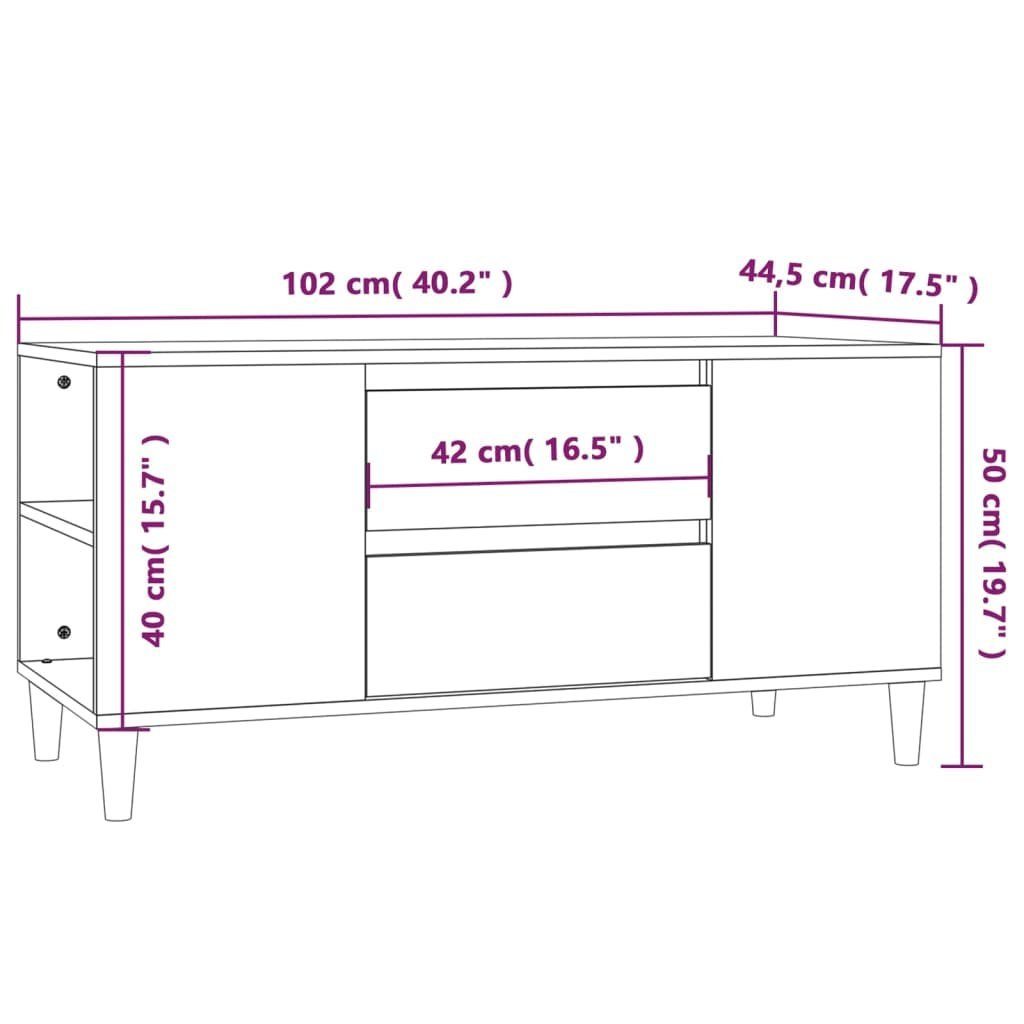 furnicato TV-Schrank 102x44,5x50 Holzwerkstoff Räuchereiche cm