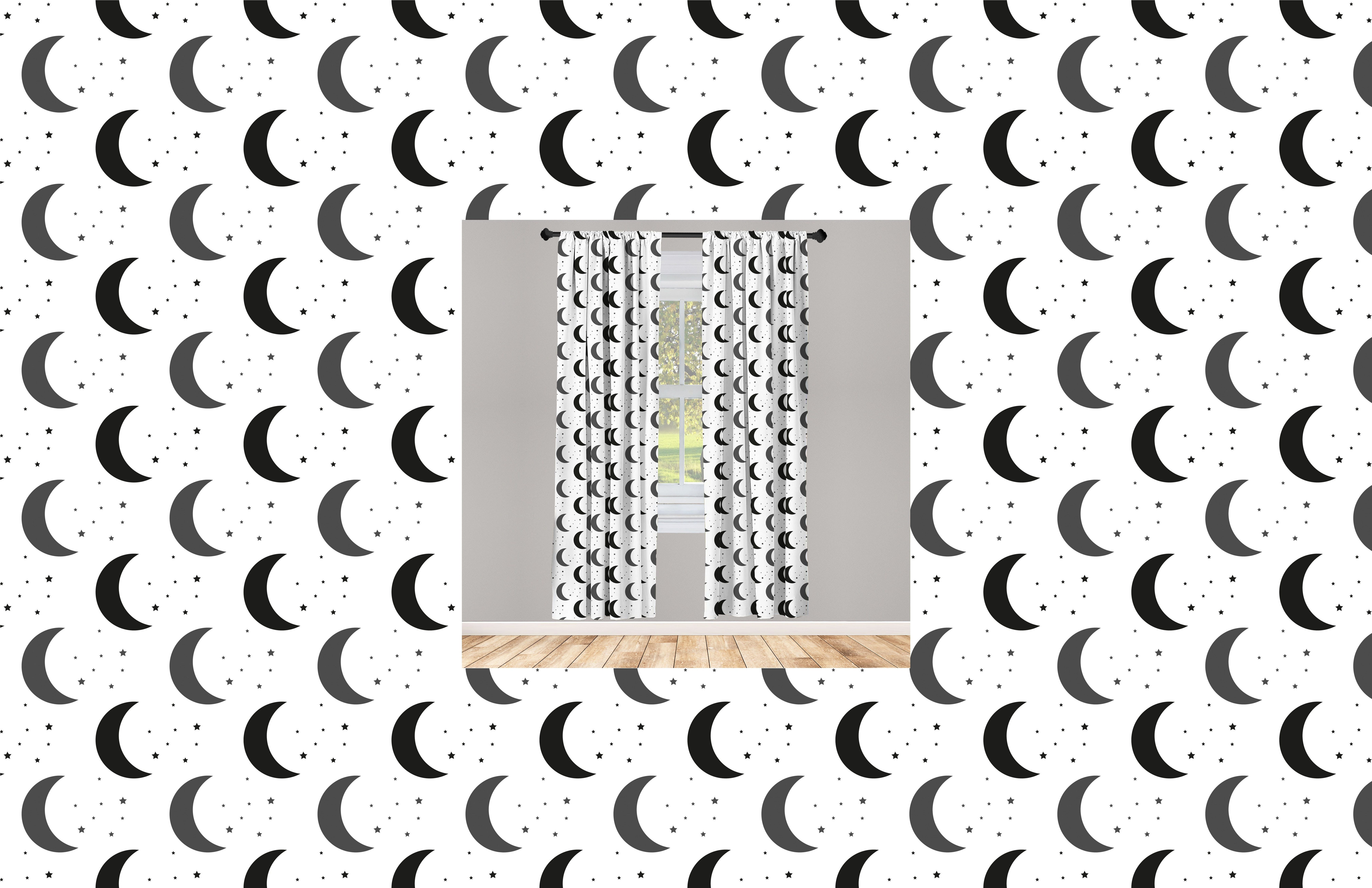 Gardine Vorhang für Wohnzimmer Schlafzimmer Dekor, Abakuhaus, Microfaser, Mond Night Sky Kipferl und Sterne