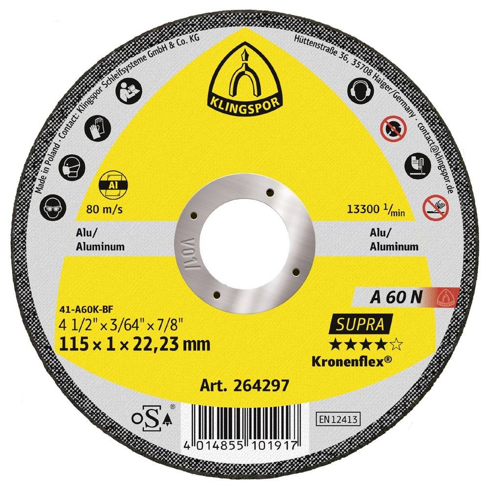 Klingspor Trennscheibe A 60 N Supra 264298 Trennscheibe gerade 125 mm 25 St. Aluminium
