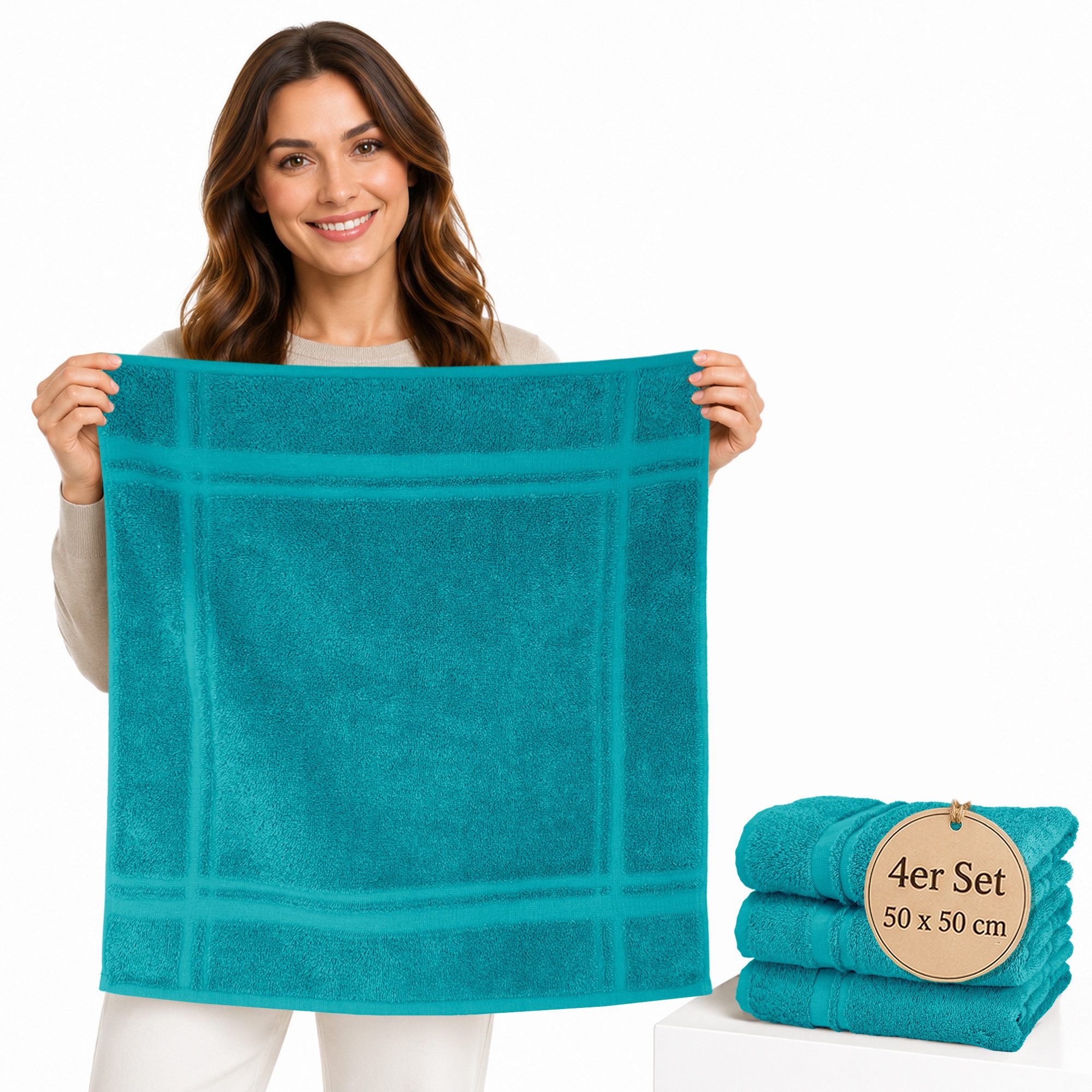 Lashuma Geschirrtuch - Premium, (Spar - Set, 4-tlg., 4er Frottee Küchenhandtücher 50x50 cm), aus 100% Baumwolle, extra saugstarkt und langlebig