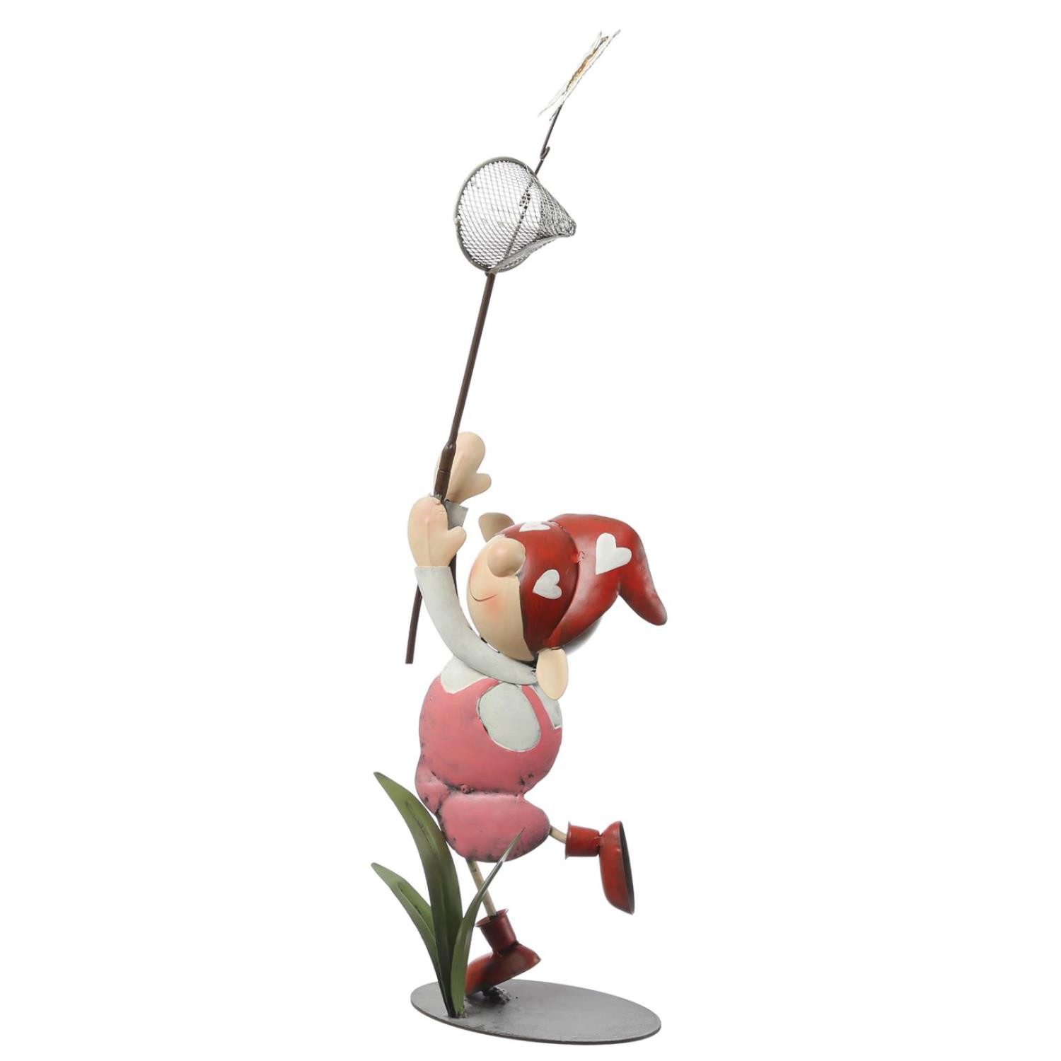 Gartenfigur Dekofigur Mädchen Lili mit Schmetterlingsfänger Gartendeko Statue 50cm