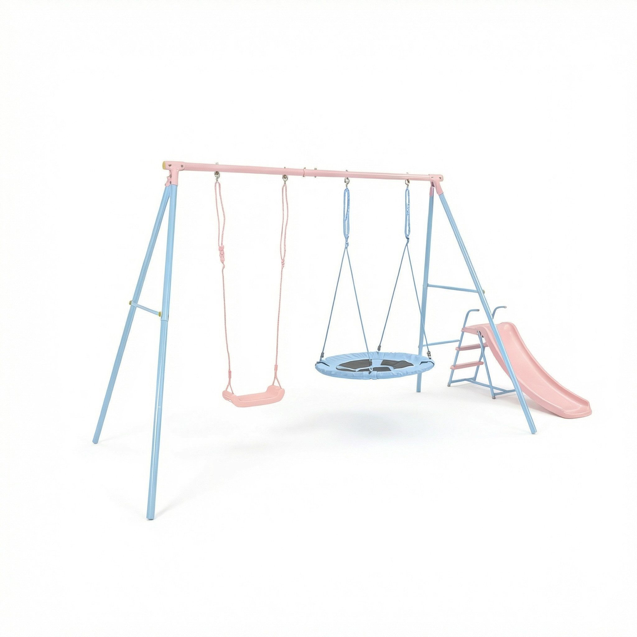 LVHOM Schaukelkombination 330x136x180cm, Gartenschaukel mit Rutsche, stabilem Gestell, (1x klassische Schaukel mit Sitzfläche+Scheibenschaukel+Rutsche, Metallrahmen in A-Form, bis zu 50kg, pflegeleicht, einfache Montage), für verschiedene Außenbereiche wie Terrassen, Gärten und Balkone