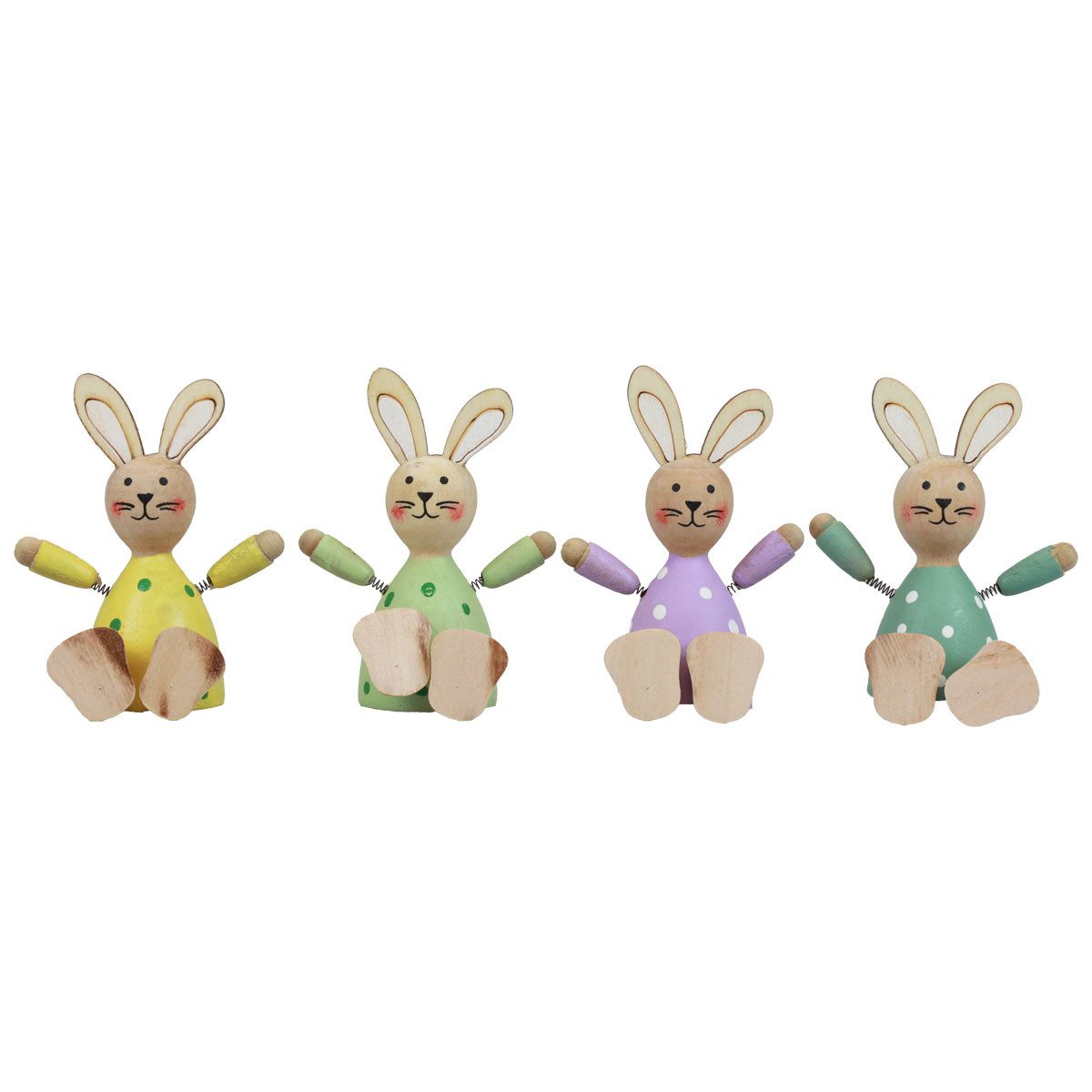 Florists Products Osterhase Osterhasen Tischdeko Holz bunt gepunktet Frühling 4er Set, 4 Stück