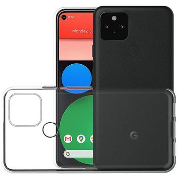 CoolGadget Handyhülle Transparent als 2in1 Schutz Cover Set für das Google Pixel 4a 5G 6,2 Zoll, 2x Glas Display Schutz Folie + 1x TPU Case Hülle für Pixel 4a 5G