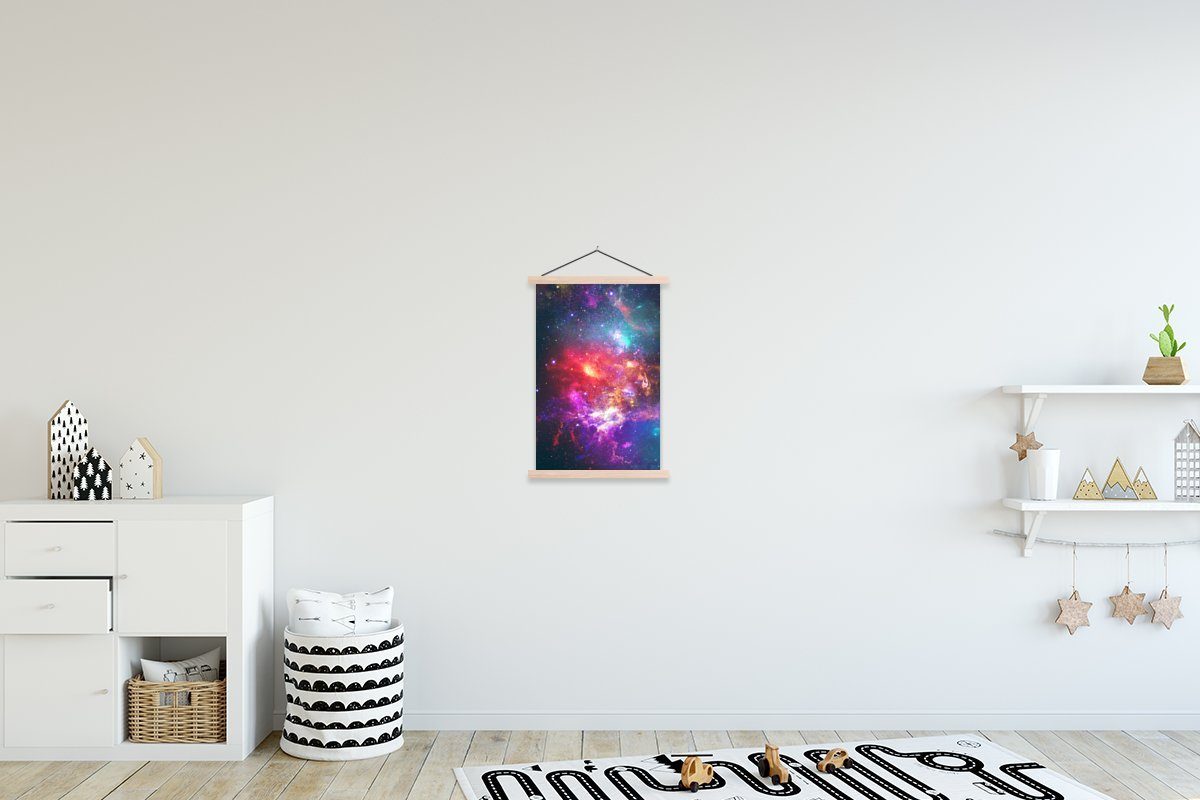 MuchoWow Poster Sterne - Weltraum - Farben, (1 St), Posterleiste, Textilposter für Wohnzimmer, Bilderleiste, Magnetisch