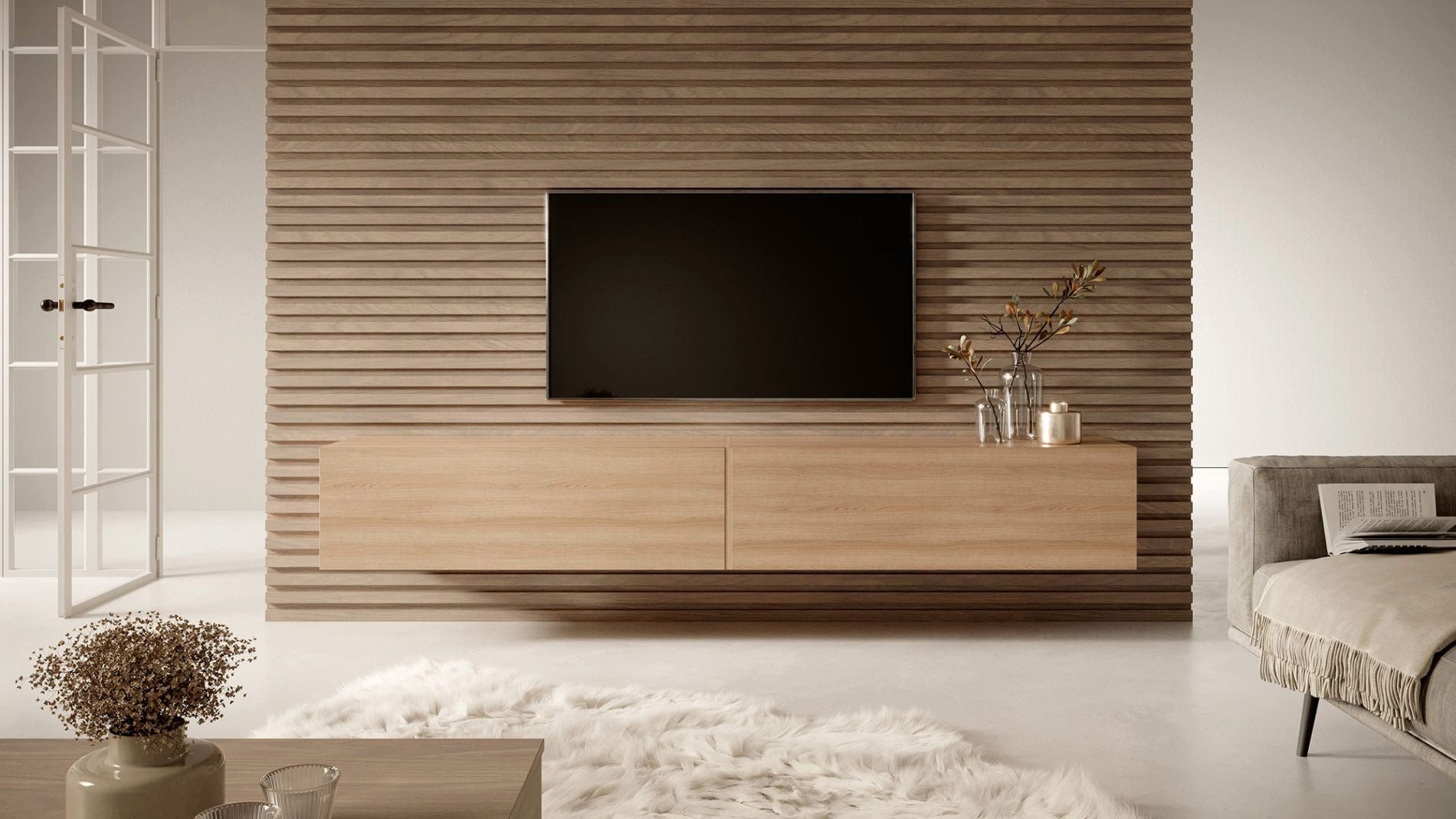 Selsey TV-Schrank BISIRA Hängeboard mit 2 Klappen, grifflos, 200 cm