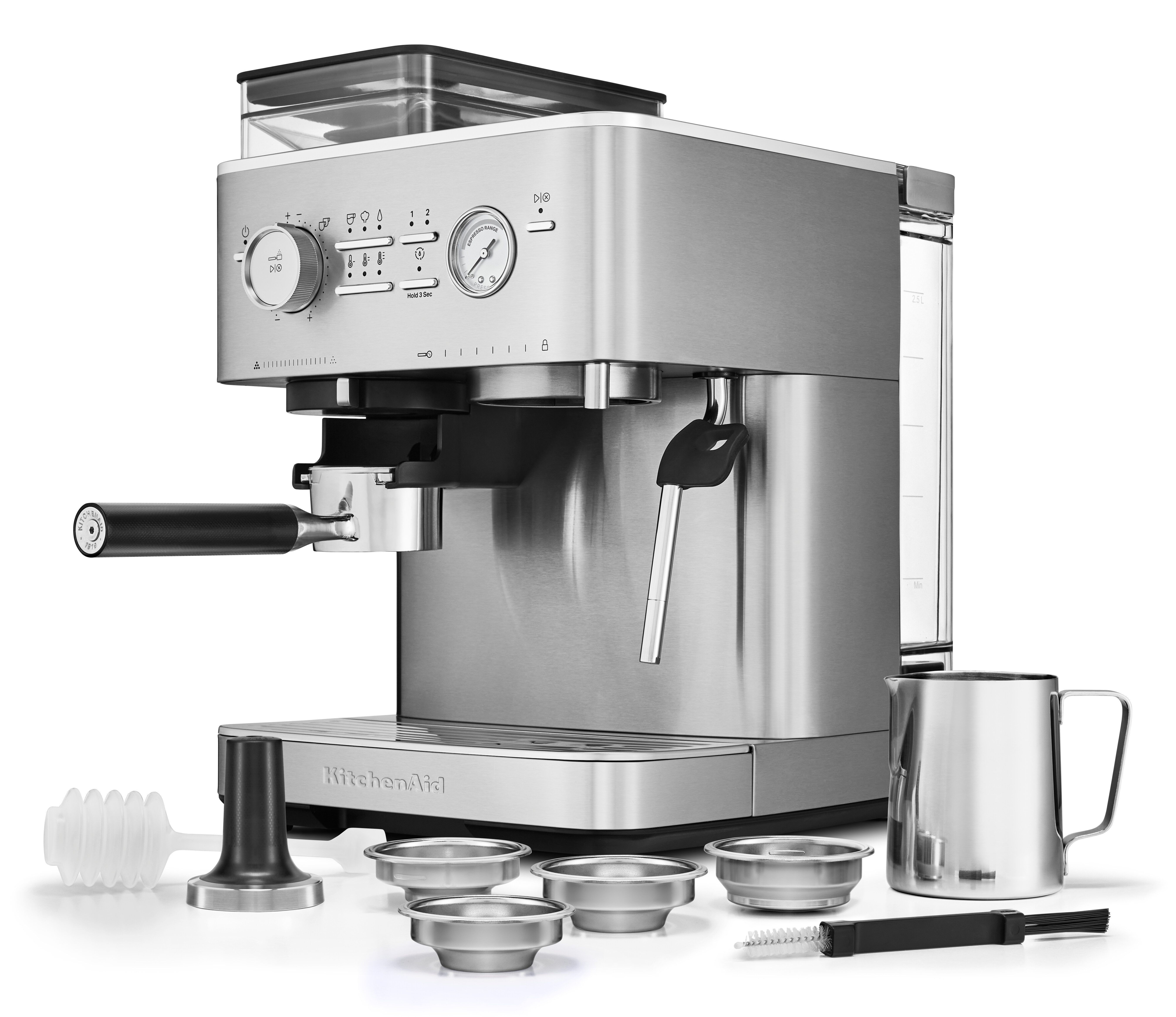 KitchenAid Espressomaschine 5KES6551ESX, Siebträger mit Mühle