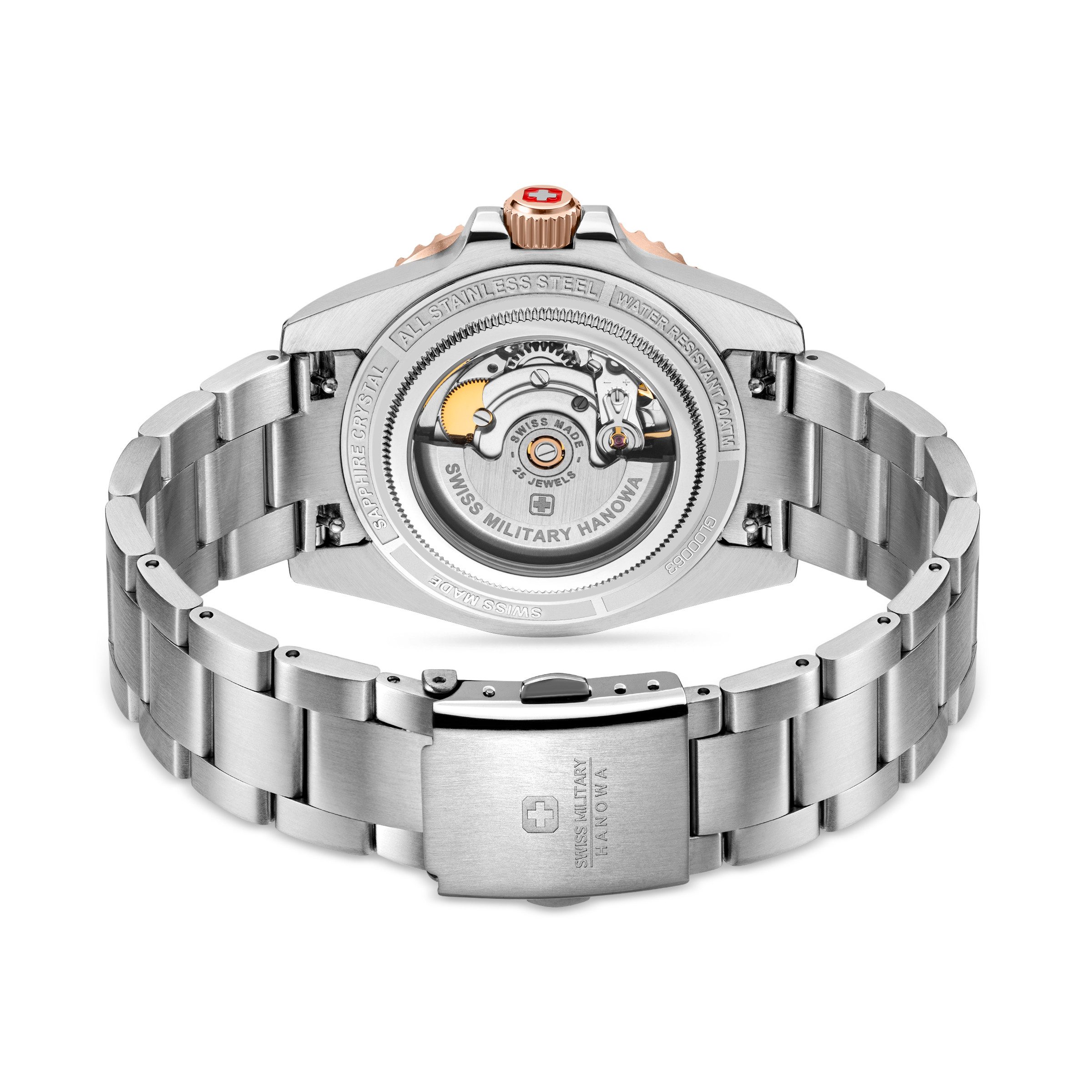 Swiss Military Hanowa Automatikuhr Sealord SMWGL0006360, Armbanduhr, Herrenuhr, Swiss Made, Mechanische Uhr, Edelstahlarmband
