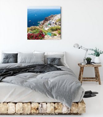 Pixxprint Leinwandbild Griechische Küste, Griechische Küste (1 St), Leinwandbild fertig bespannt, inkl. Zackenaufhänger