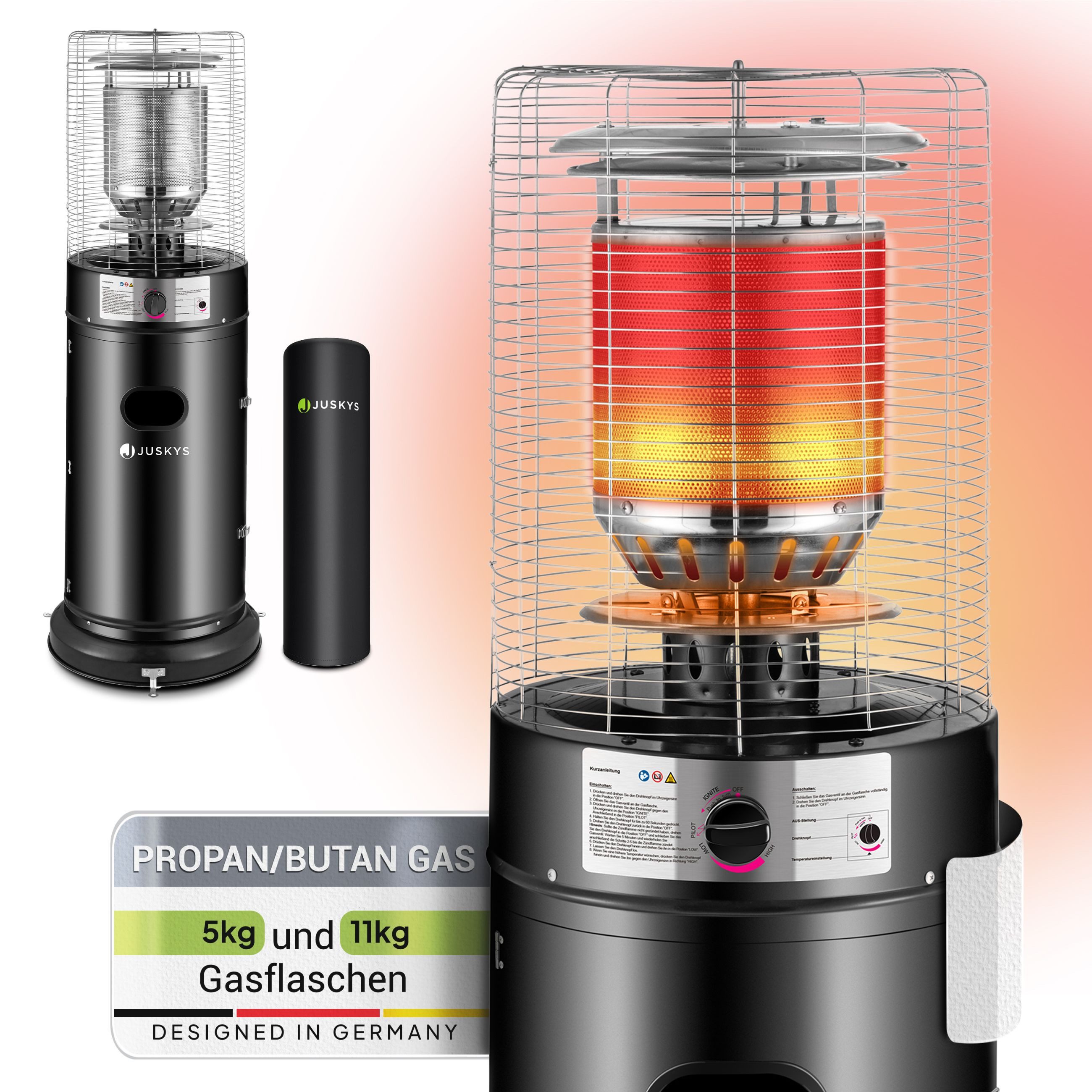 Juskys Heizstrahler Cuna, 11000 W, integrierter Kippschutz, Inkl. Druckmind günstig online kaufen