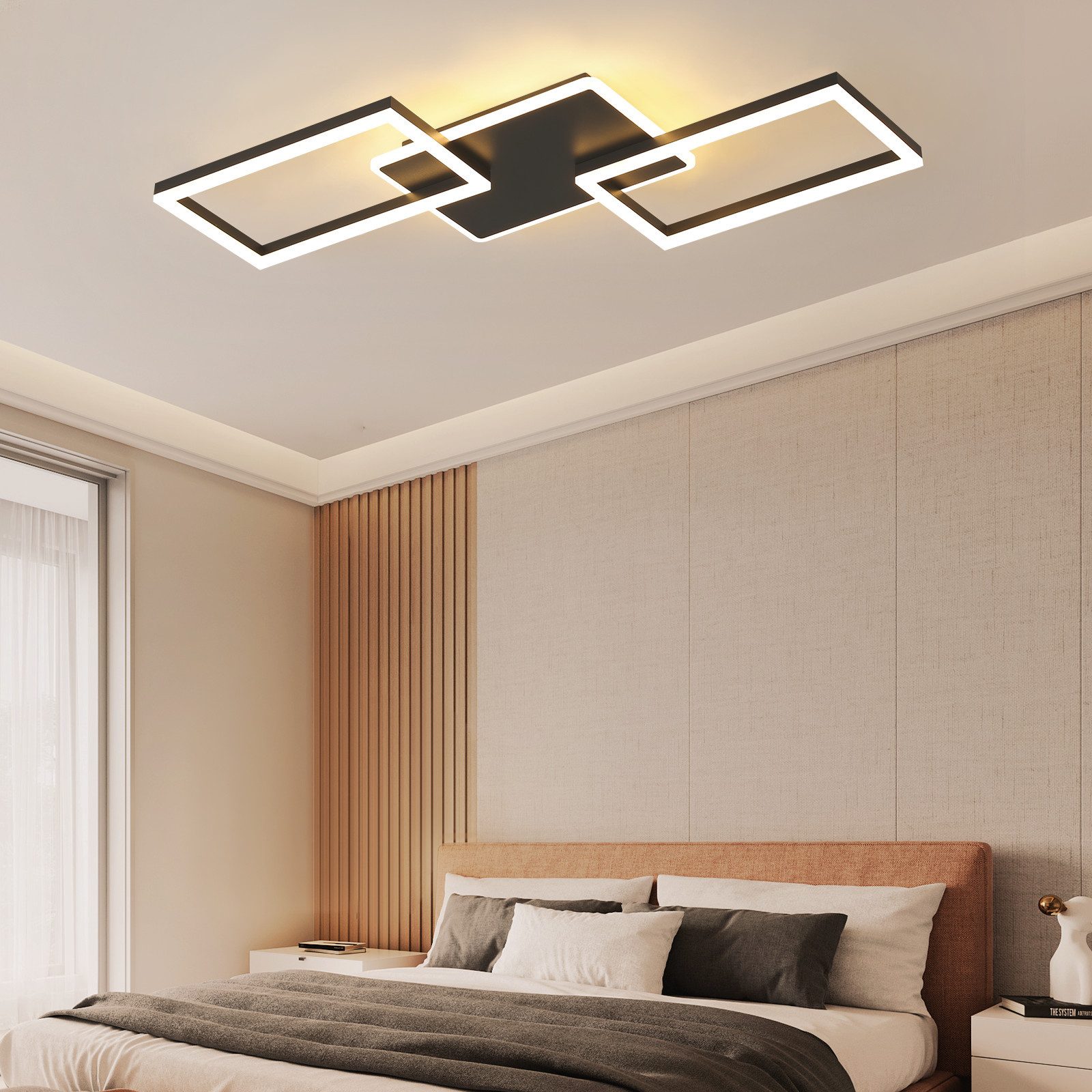 ZMH Deckenleuchten Modernes Rautendesign mit Rahmen 48W/63W Schlafzimmer Dimmbar, LED fest integriert, CCT,Memory-Funktion,3000–6500K – Bild 3 von 5