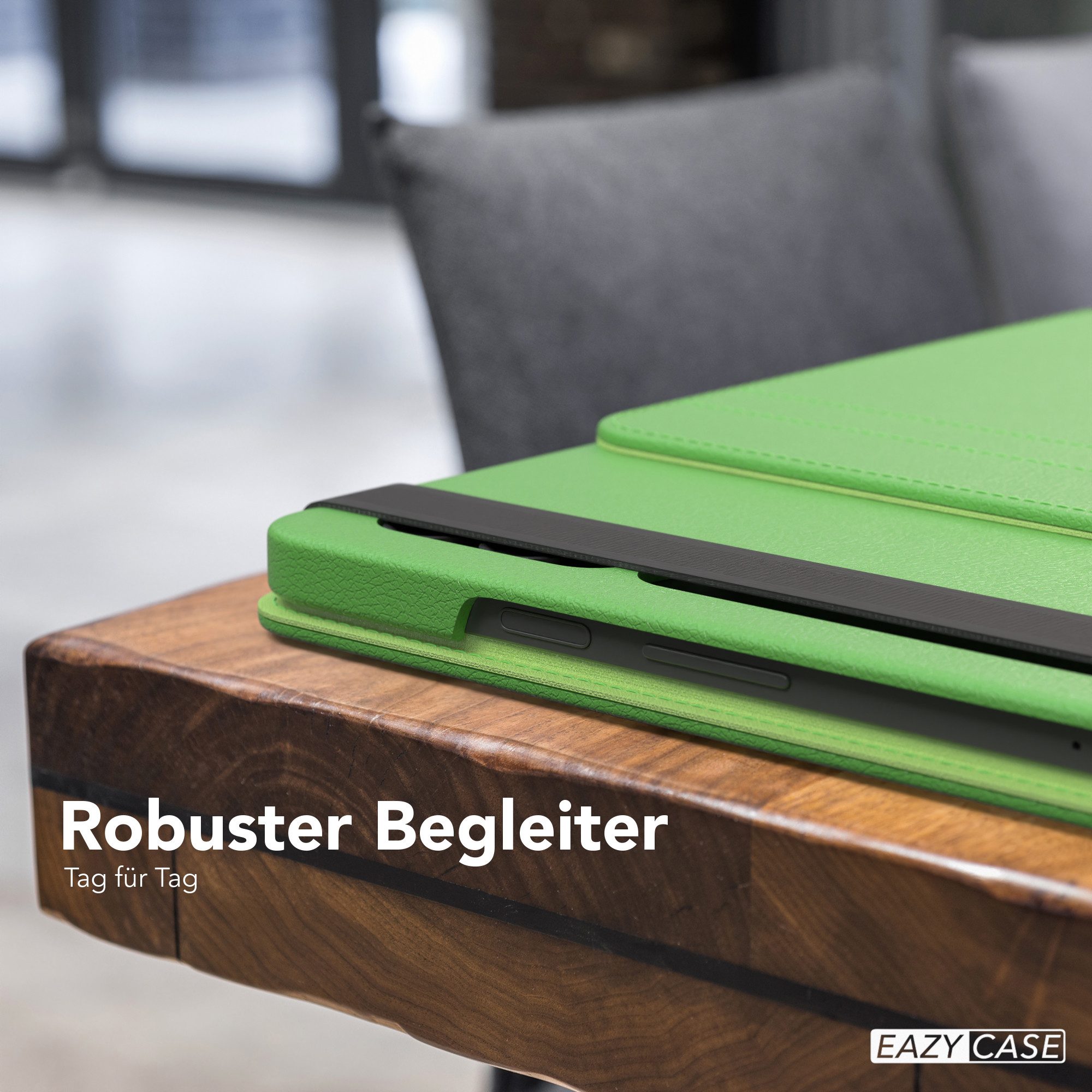 EAZY CASE Tablet-Hülle Rotation Case für Galaxy Tab S9 FE+ Rotationcase 12,4 Zoll, Tabletcover Case Hardcover Flipcover zum Aufstellen Klapp-Case Grün