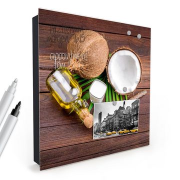 Primedeco Schlüsselkasten Magnetpinnwand mit Glasfront Kokosmilch und Öl (1 St)