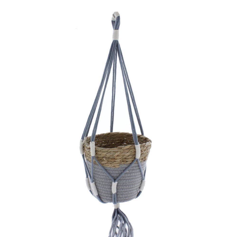 MICA Blumentopf Hängepflanztopf geflochten - grau/braun - ca. 18 x 85 cm
