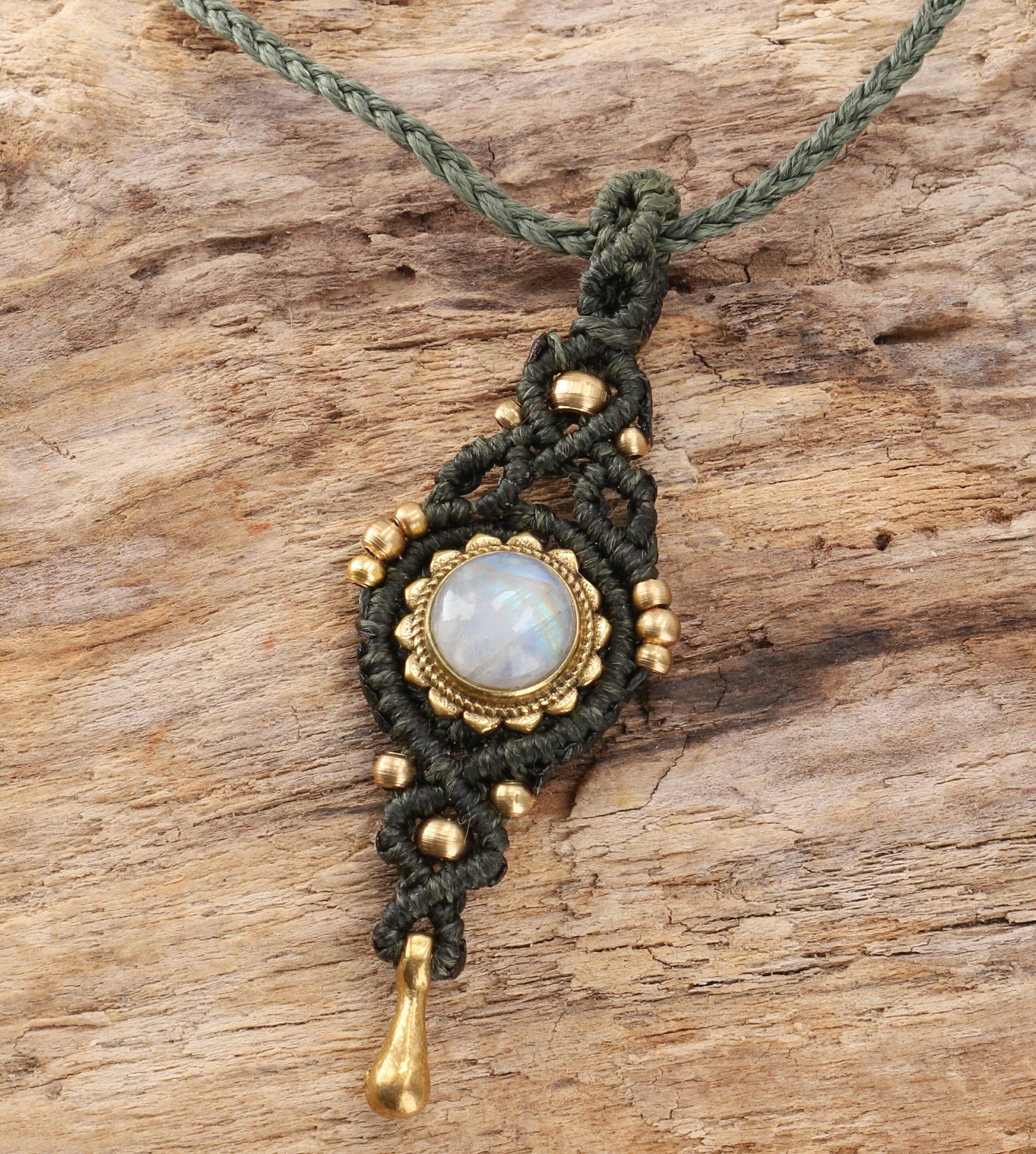 Guru-Shop Perlenkette Boho Makramee Halskette, Unikat Elfenschmuck,..