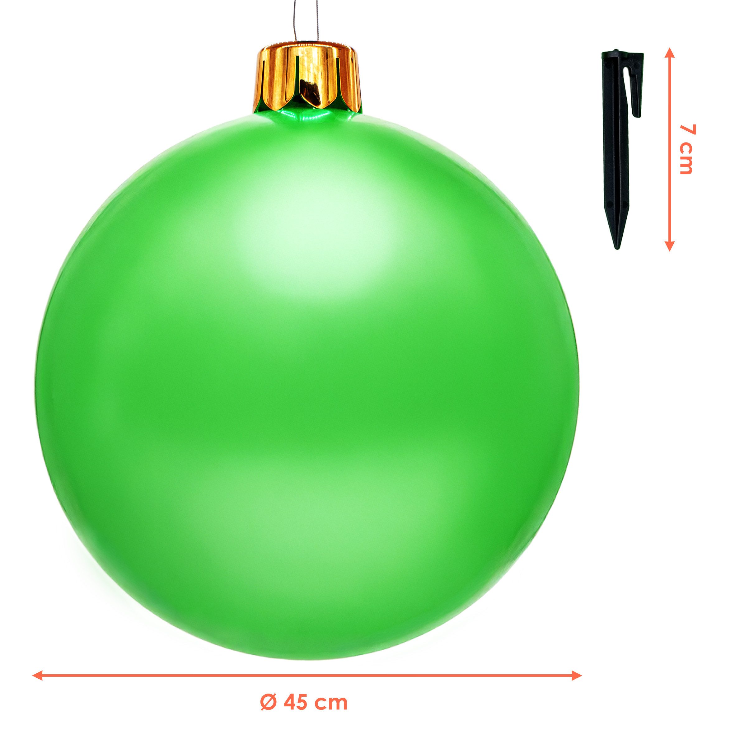 Spetebo Christbaumschmuck Riesen Weihnachtskugel aufblasbar 45 cm Outdoor (1-tlg), inklusive Erdspieß, Saugnapf und Karabinerhaken