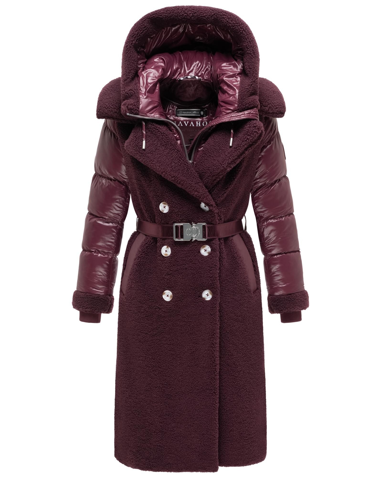 Navahoo Wintermantel Kuscheltraum 14 Modischer Damen Plüschmantel aus angesagtem Materialmix – Bild 5 von 5