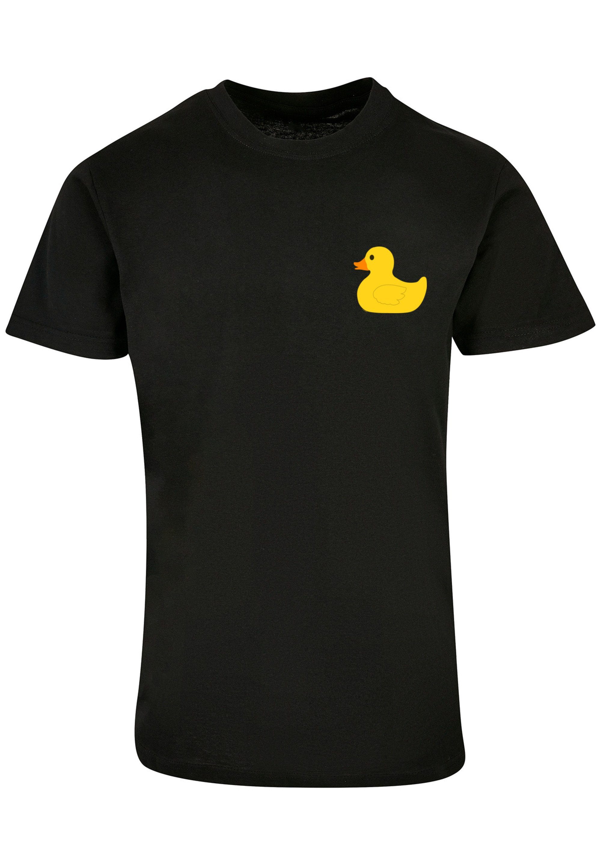 Saum Print, Rubber Hals Yellow Duck F4NT4STIC TEE am UNISEX Doppelnähte Rippbündchen und am T-Shirt