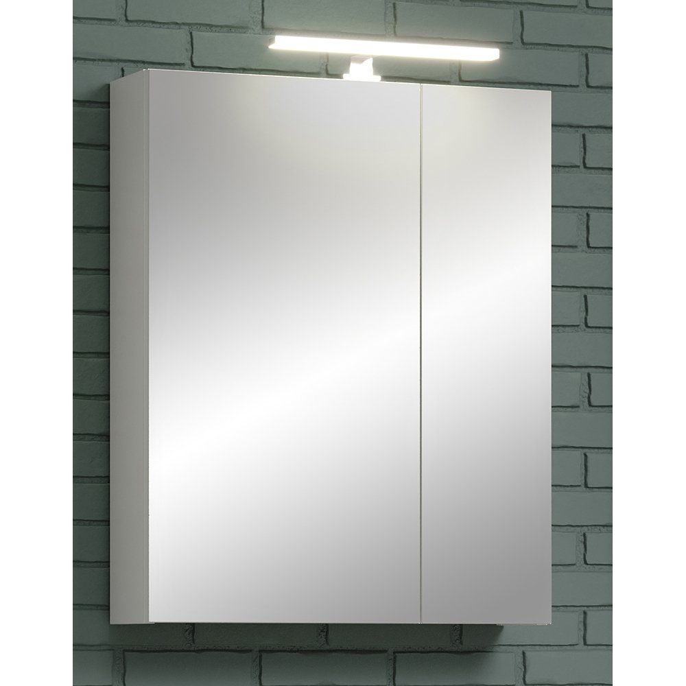 Lomadox Spiegelschrank RAVENNA-19 Badezimmer mit LED Beleuchtung in weiß, B/H/T ca. 60/75/16 cm