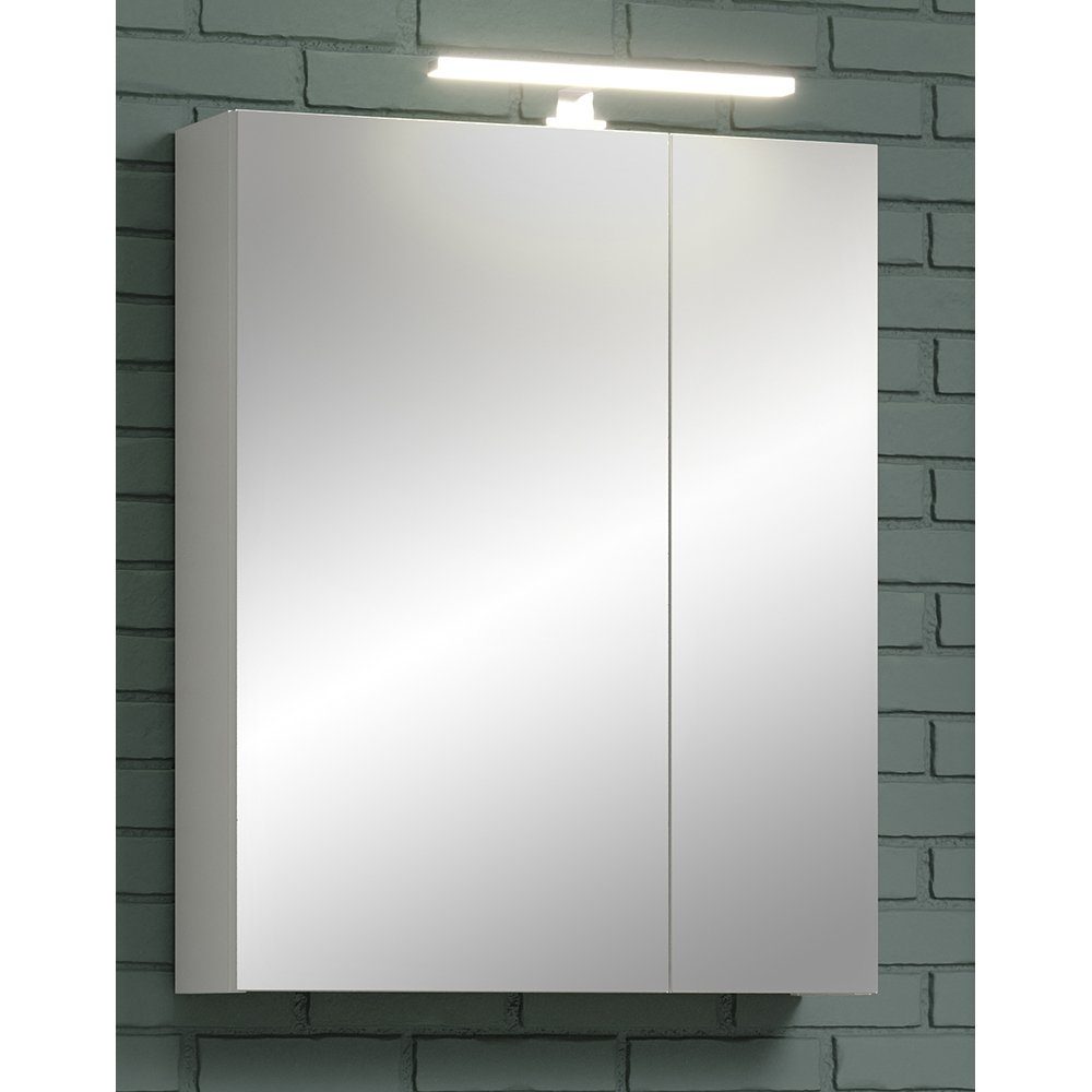 Lomadox mit Spiegelschrank Badezimmer weiß, cm LED ca. 60/75/16 Beleuchtung RAVENNA-19 B/H/T in