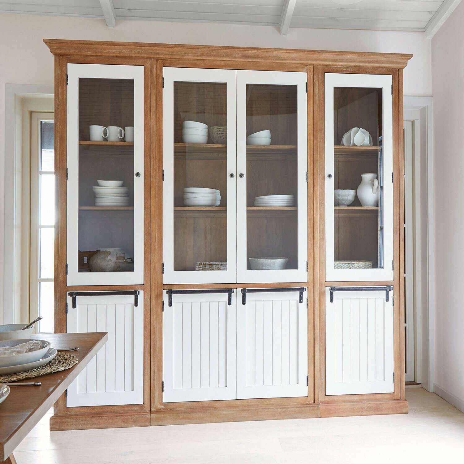 Mirabeau Vitrine Schrank Isaverny braun/weiß