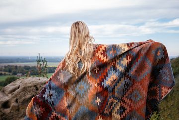 Wohndecke Navajo, bunte Ethno-Sofadecke in 150x200 cm, Biederlack, Decke aus Baumwollmischgewebe, Made in Germany