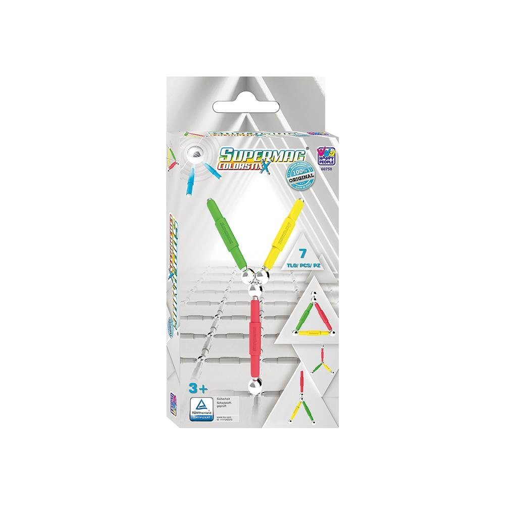 Happy People 60750 Supermag Colorstix Magnetspielbausteine, 7 Teile Magnetisches Konstruktionsspielzeug Magnetspiel Bausteine