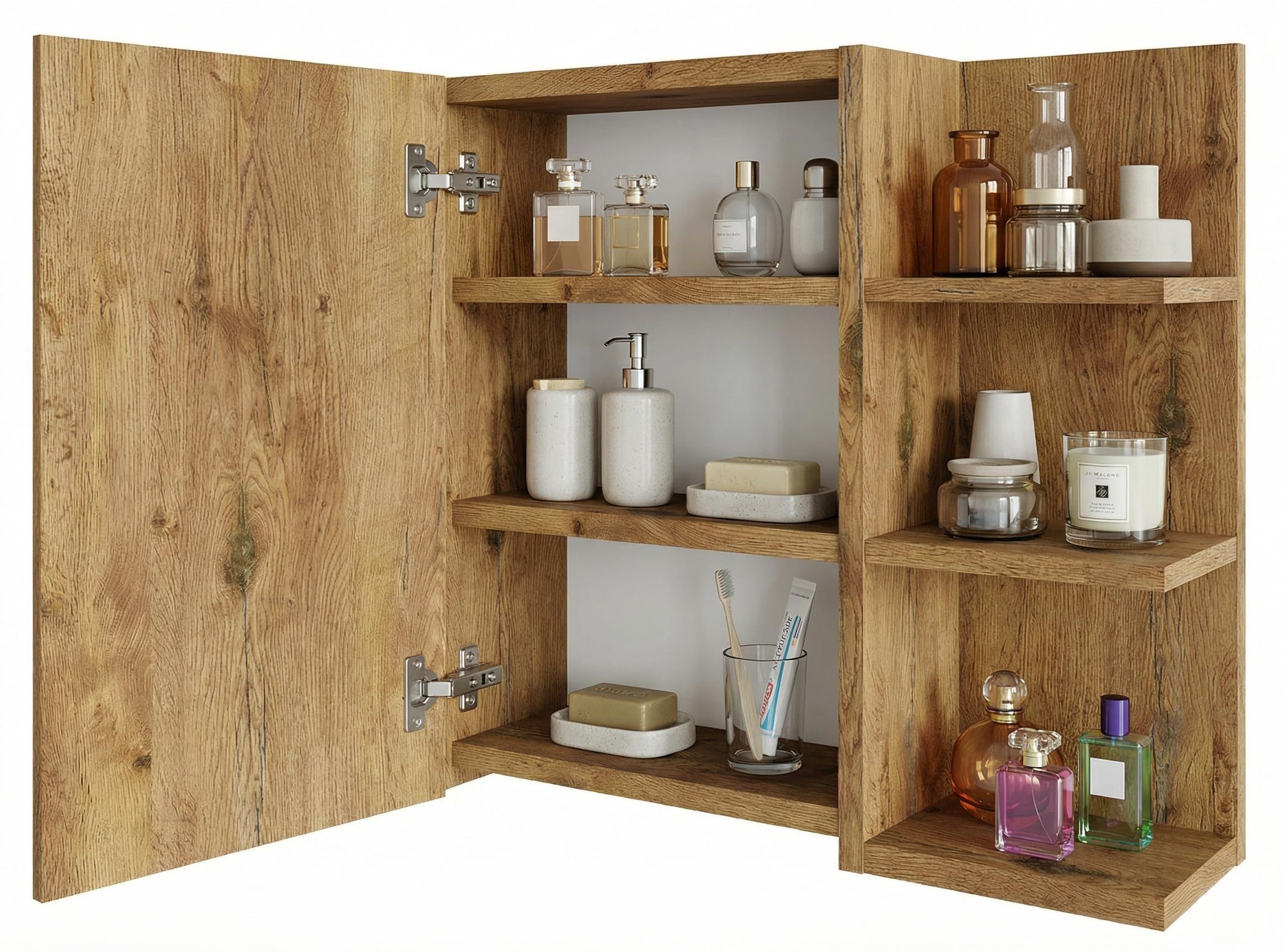 TREND WERK Spiegelschrank Badezimmer mit Ablage & Stauraum (59×16×50 cm Hängender Badezimmerschrank zur Wandmontage mit Regal) – modern & pflegeleicht