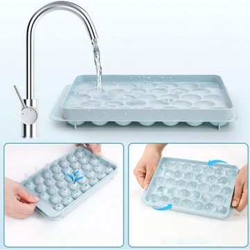 Hiwest Eiswürfelform Kleine Eiswürfelform Kugeln Eiswürfelformen BPA-frei, Eisgitter mit 33 Fächern Schachtel + Spatel + Clip