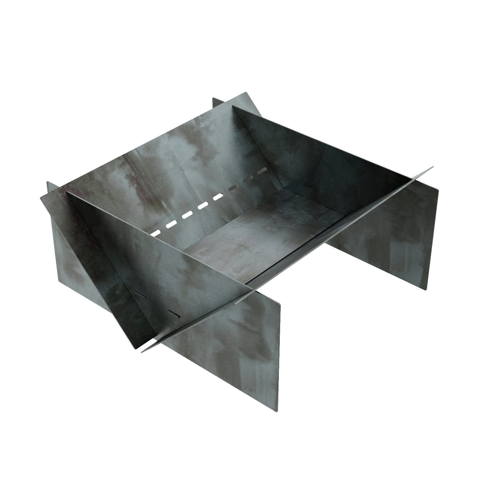 QLS Feuerschale 70x70 cm groß, Feuerstelle Stahl faltbar Outdoor Garten