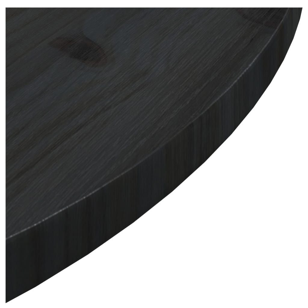 furnicato Tischplatte Schwarz Ø70x2,5 St) Massivholz Kiefer (1 cm