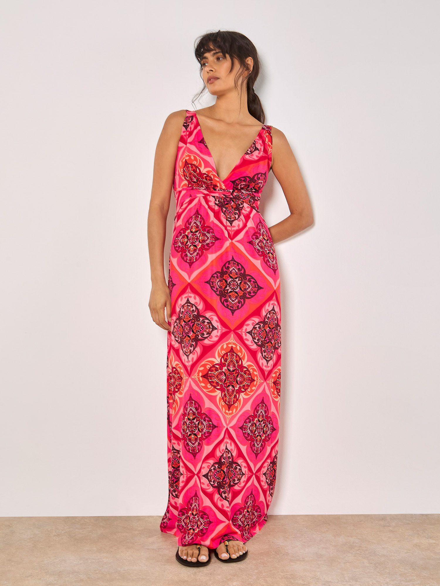 Apricot Maxikleid Maxikleid mit Kacheldruck mit tollem Druck