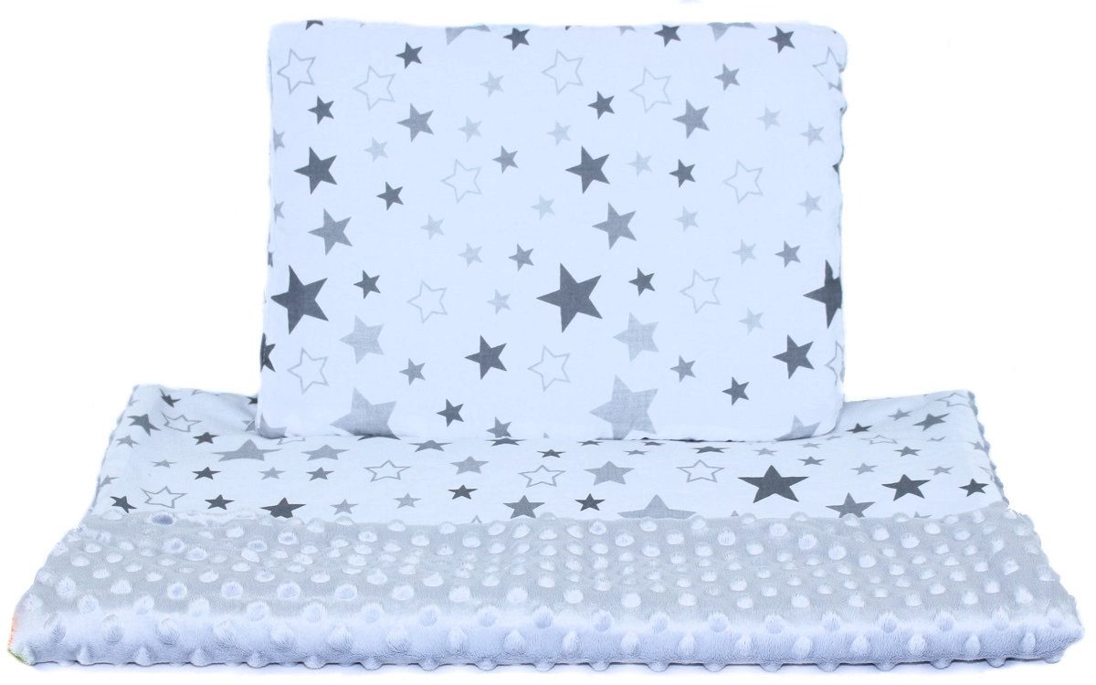 Babybettdecke Minky Baby Kinderwagenset Kuscheldecke Kinder Decke Kissen Star