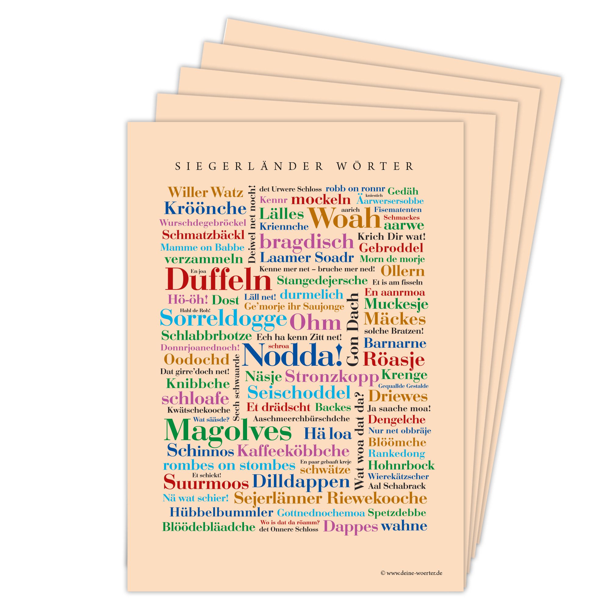Deine Wörter Grußkarten Siegerland Dialekt Postkarten 5er Set – Souvenir Geschenk A6