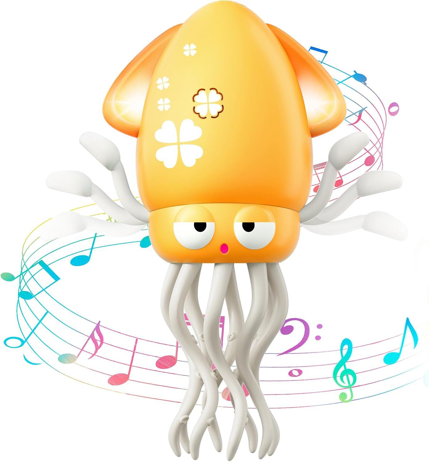Futicare Lernspielzeug Oktopus-Spielzeug mit LED & Musik (Hindernisvermeidung, USB-C aufladbar, interaktives Krabbel- & Bewegungsspielzeug)
