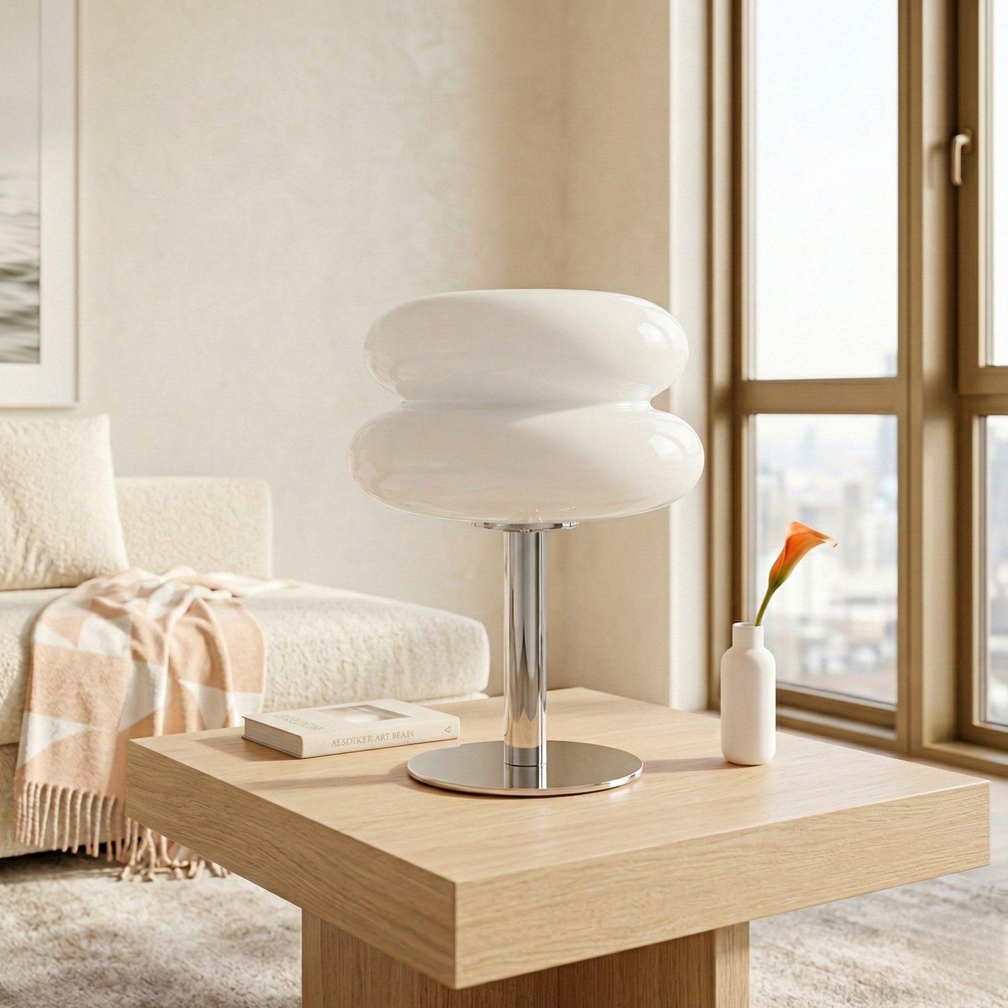 Norvéa Home LED Nachttischlampe dimmbare Tischlampe aus Glas, LED fest integriert, Farbwechsler, Kaltweiß, Neutralweiß, Warmweiß, dimmbar via integriertem Controller, LED-Technologie