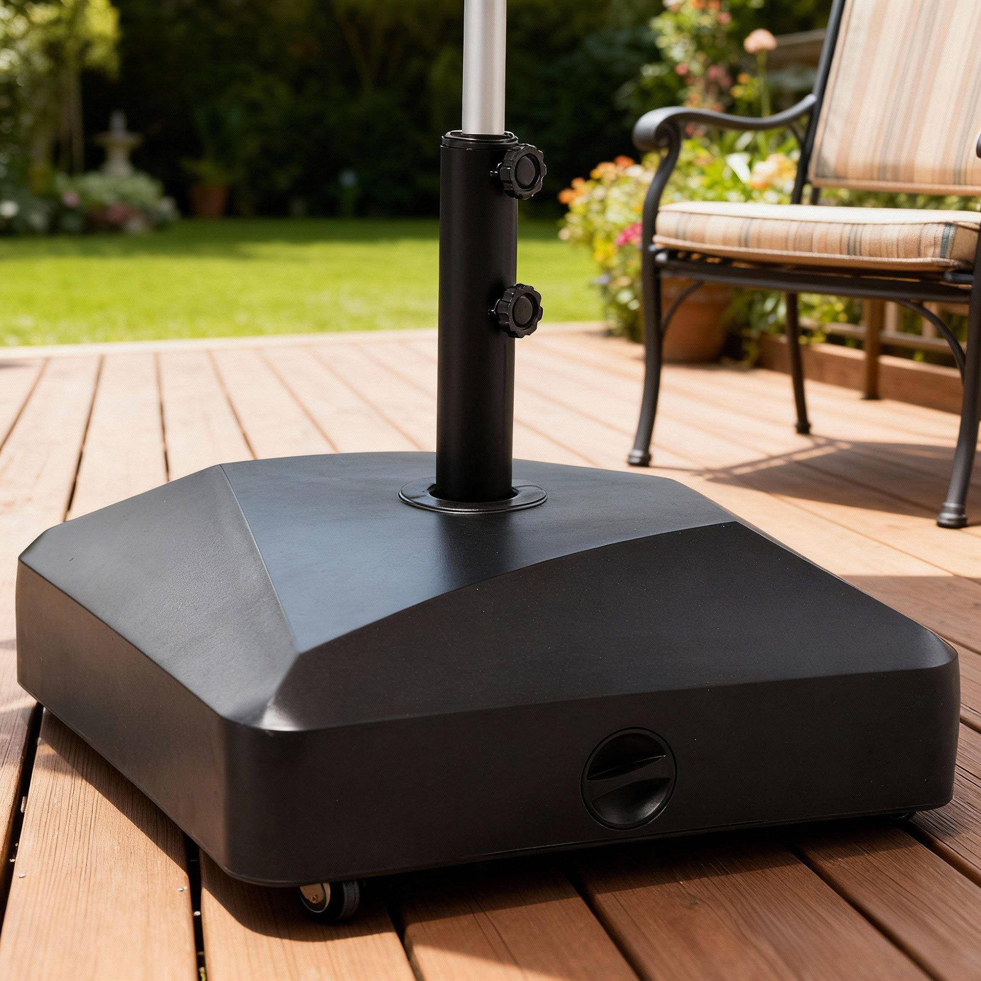 Outsunny Schirmhalter Sonnenschirmständer mit Rollen, für Stöcke bis Ø 48 mm, Sonnenschirmfuß, 1 tlg., Sonnenschirmhalter