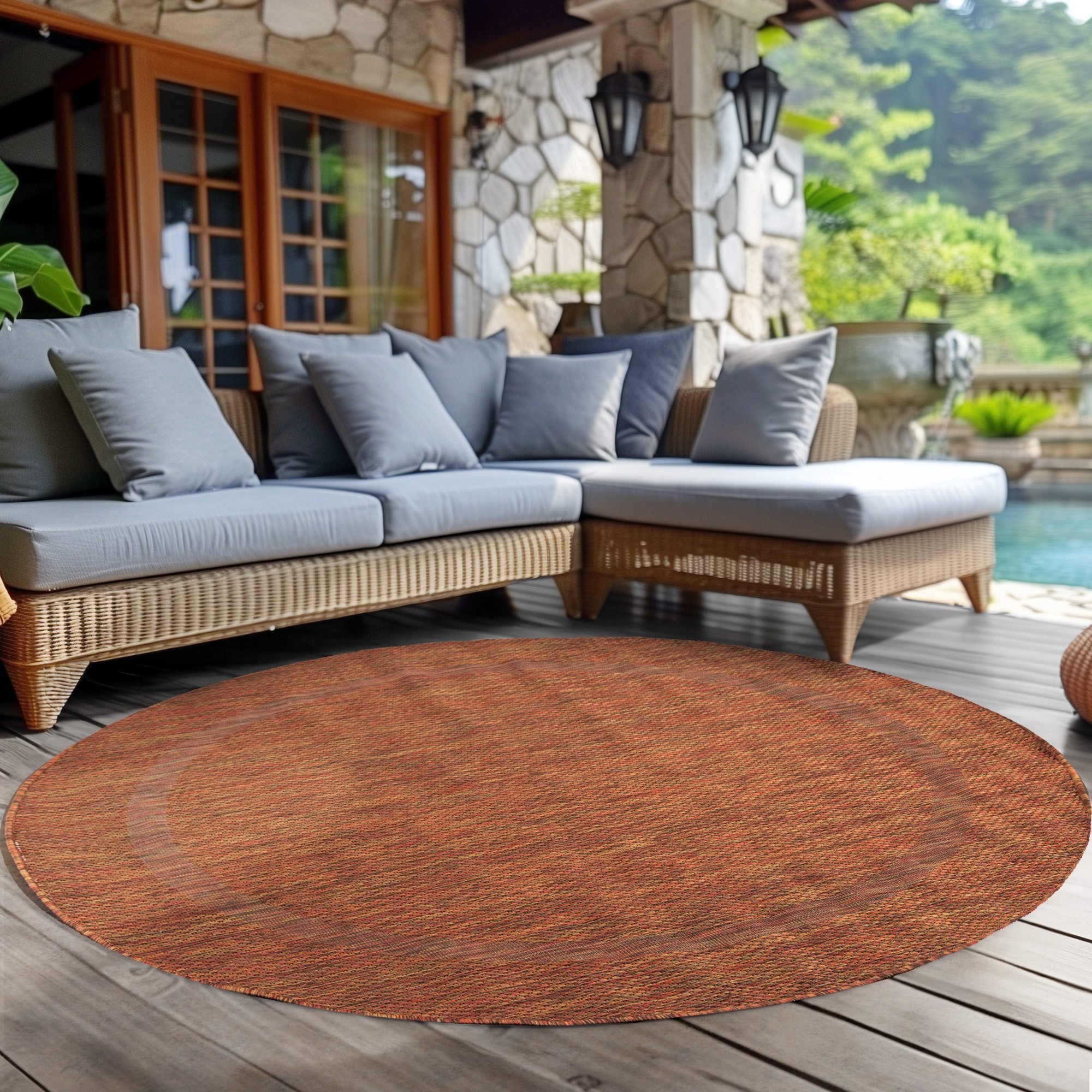 Carpettex Outdoorteppich Unicolor - Einfarbig, Rund, günstig online kaufen