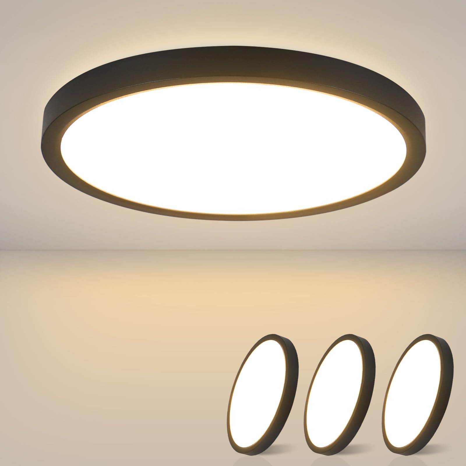 Nettlife LED Panel Deckenleuchte Schwarz/Weiß Flach günstig online kaufen