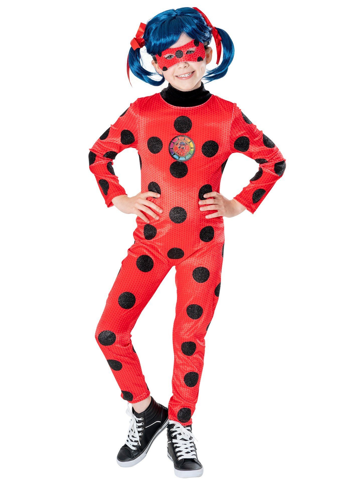 Metamorph Kostüm Miraculous - Ladybug Deluxe Kostüm für Kinder, Lizenzkostüm und Perücke zu den 'Geschichten von Ladybug und Cat Noi
