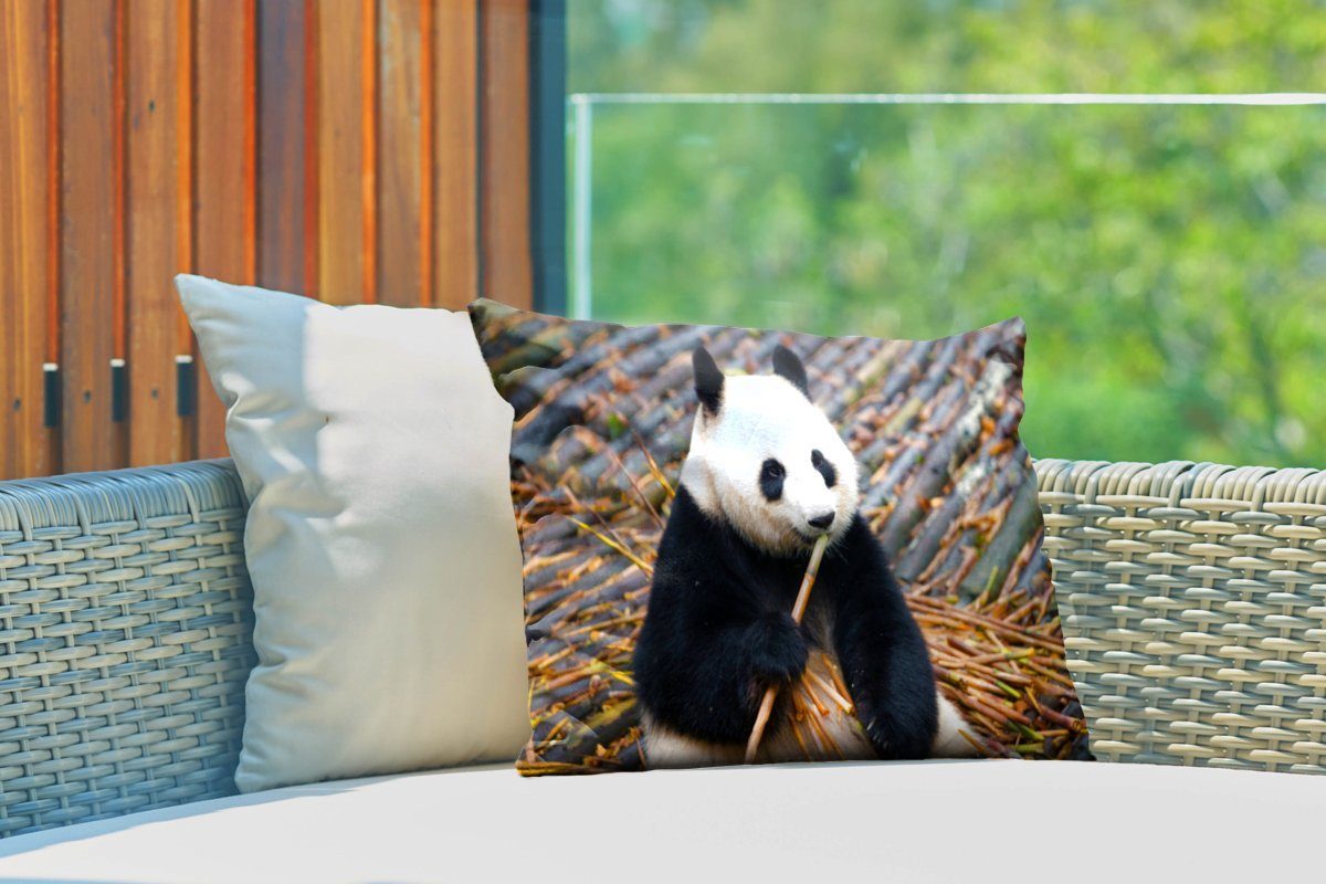 MuchoWow Dekokissen Outdoor-Dekorationskissen, Blätter, Dekokissenbezug, - Großer Bambus Polyester, - Kissenhülle Panda