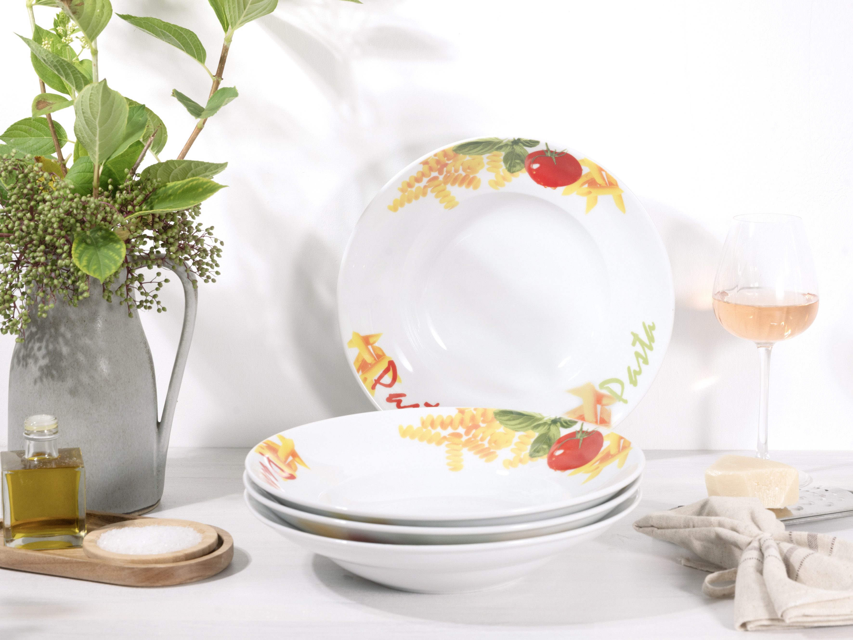 CreaTable Pastateller Milano Pasta, Teller Set, 4-tlg., (4 St), Italienische Eleganz, Vielseitig einsetzbar
