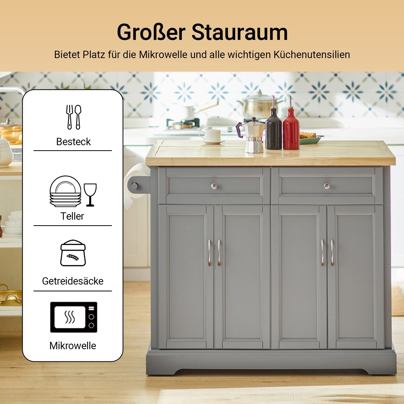 SoBuy Küchenwagen FKW71, Küchenwagen auf Rollen Rollwagen Barwagen für Küch günstig online kaufen