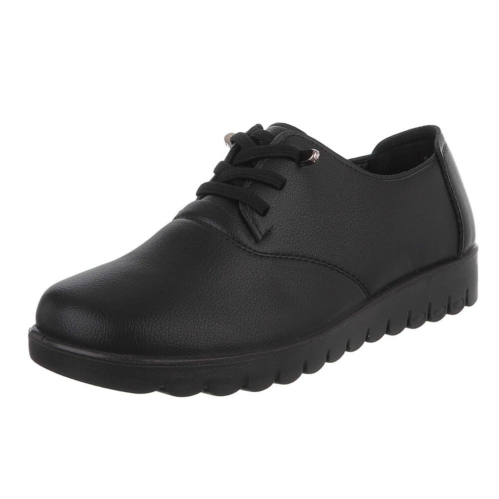 Ital-Design Vielseitiger Freizeitschuh mit hohem Tragekomfort für Damen Schnürschuh (91554609) Flach Schnürer in Schwarz