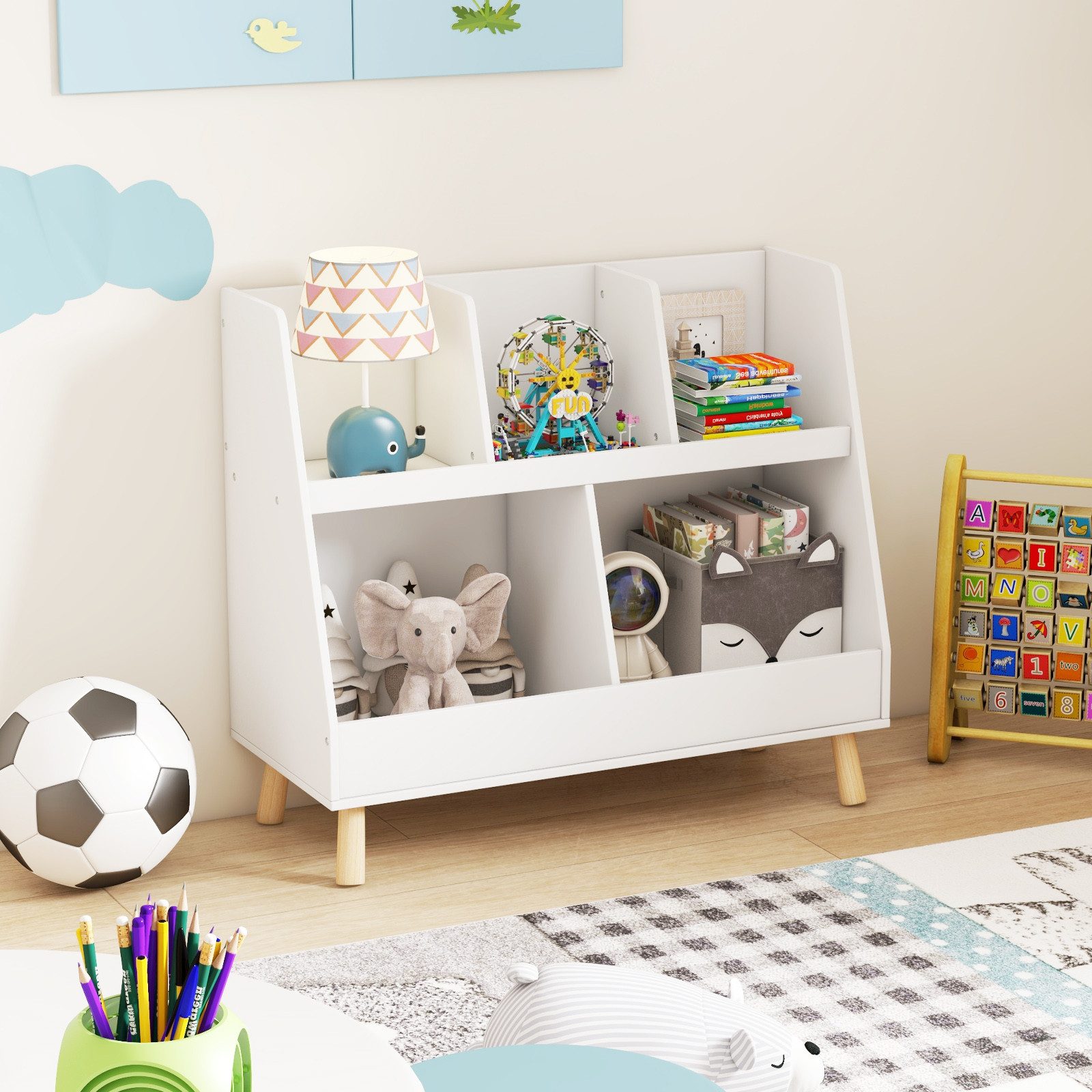 KOMFOTTEU Kinderregal, Bücherregal mit 5 Fächern, günstig online kaufen